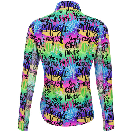 Women's Girl Power Print  Long Sleeve Mock Neck Top