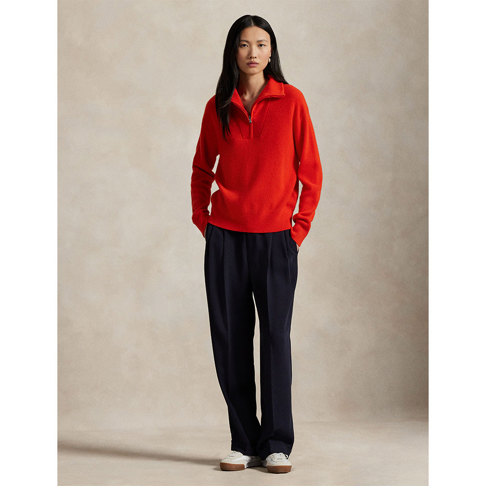 RLX Ralph Lauren Women's Rib-Knit Cashmere 1/2 Zip Sweater