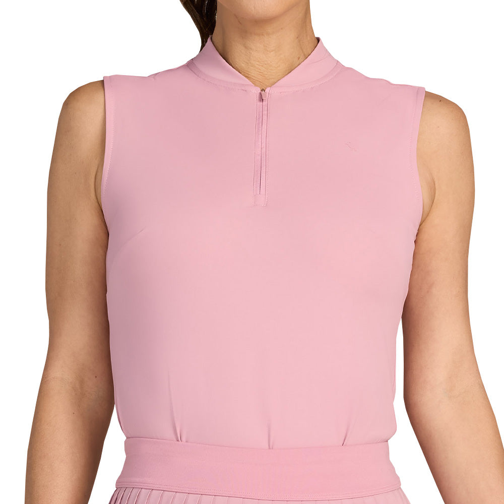 Women's Sleeveless 1/4 Zip Blade Collar Polo