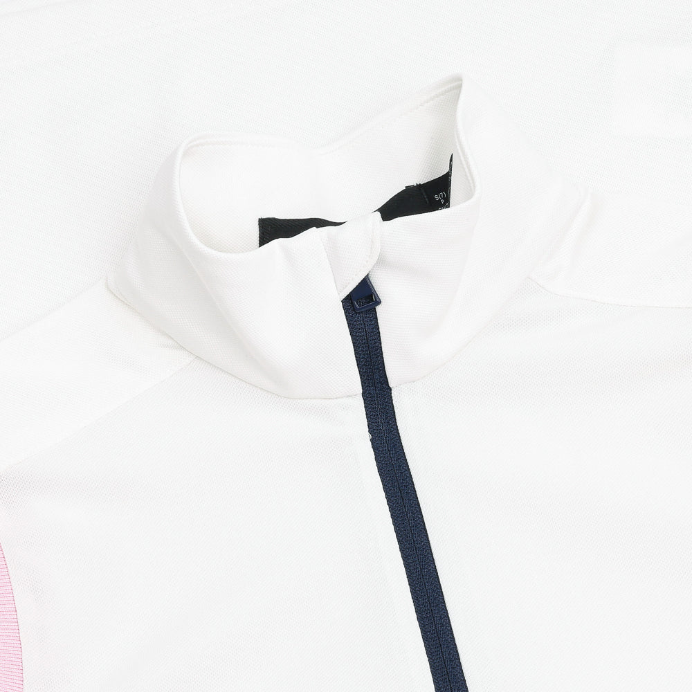 Juniors' Tricolor Sleeveless 1/4 Zip Mock Neck Polo - Fairway Styles