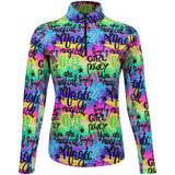 Women's Girl Power Print  Long Sleeve Mock Neck Top