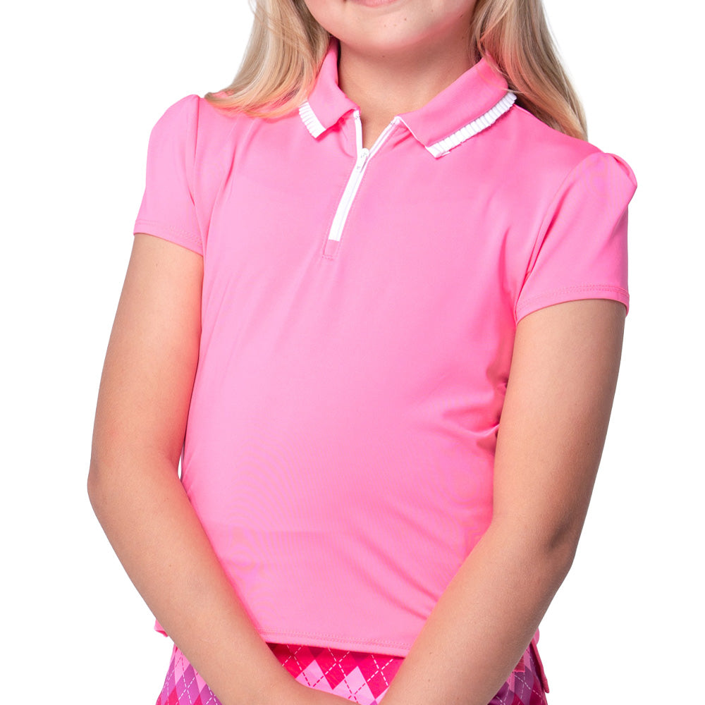 Girls' Pleated 1/4 Zip Polo