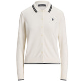 Women's Cotton-Blend Polo-Collar Cardigan
