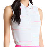 Women's Offset Stripe Tech Pique Sleeveless Polo