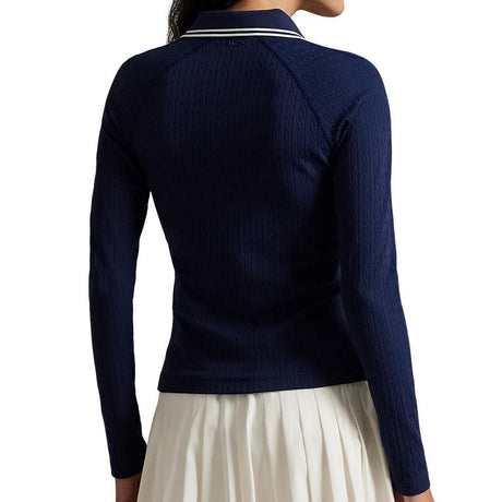 Women's Cable Long Sleeve 1/4 Zip Polo - Fairway Styles