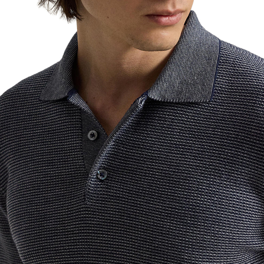 Striped Performance Polo Collar Sweater