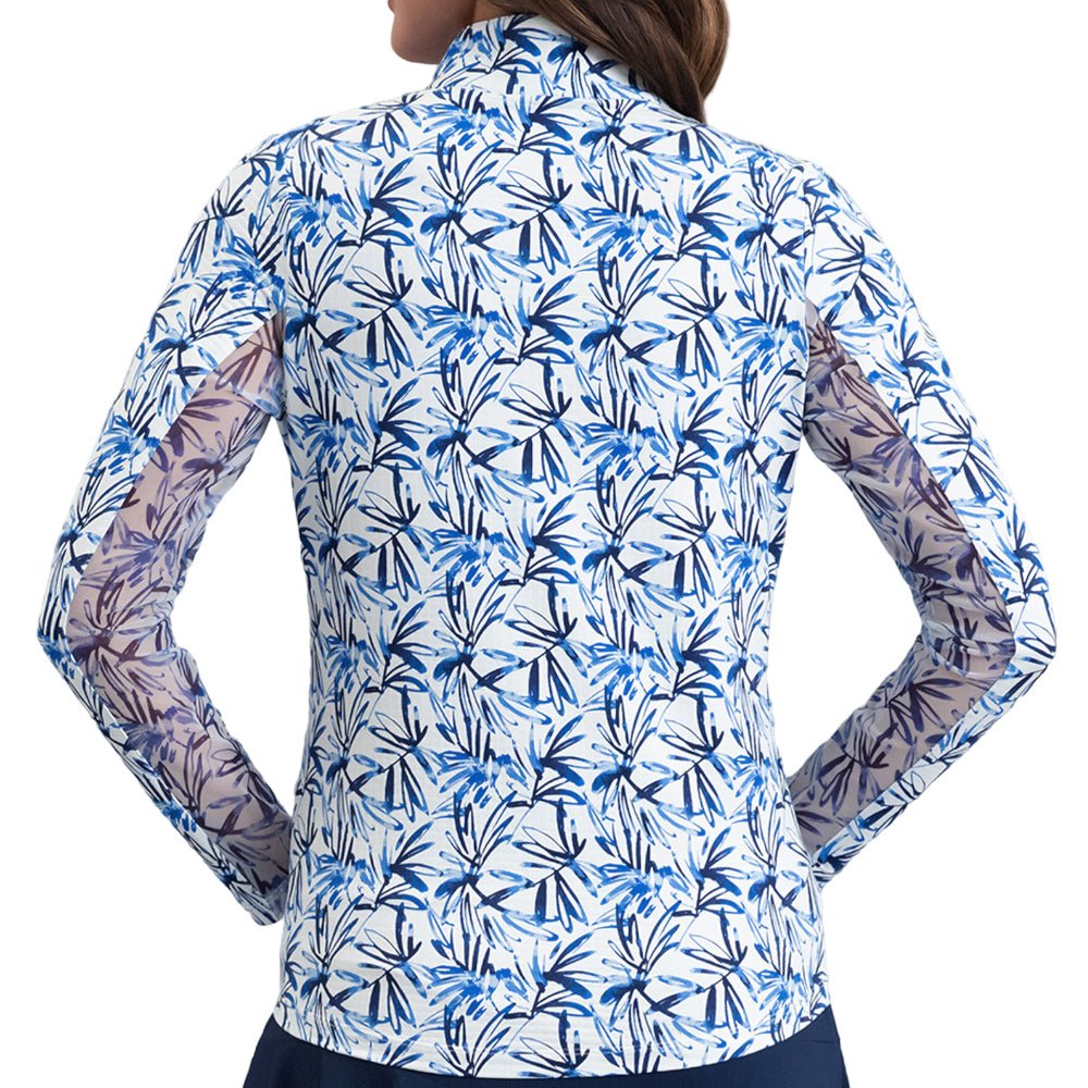 Women's Long Sleeve 1/4 Zip Mock Neck Top - Norma Print - Fairway Styles