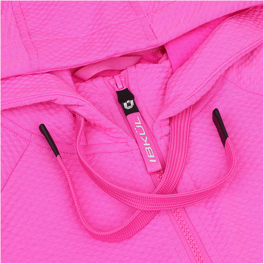 Women's Popcorn Stitch Full Zip Hoodie - Solid