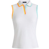 Women's Ribbed Tech Sleeveless Johnny Collar Polo