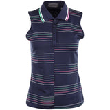 Women's Offset Stripe Tech Pique Sleeveless Polo