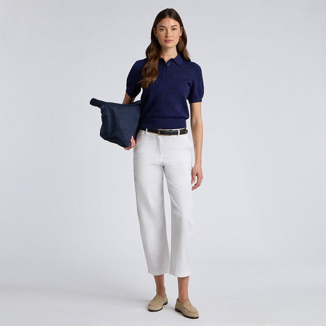 Women's Pointelle G Cotton Silk Cashmere Sweater Polo