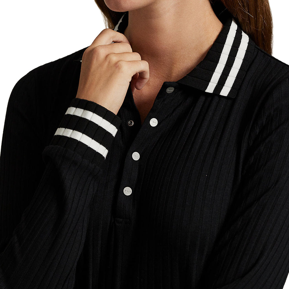 Women's Slim Fit Ribbed Long-Sleeve Polo