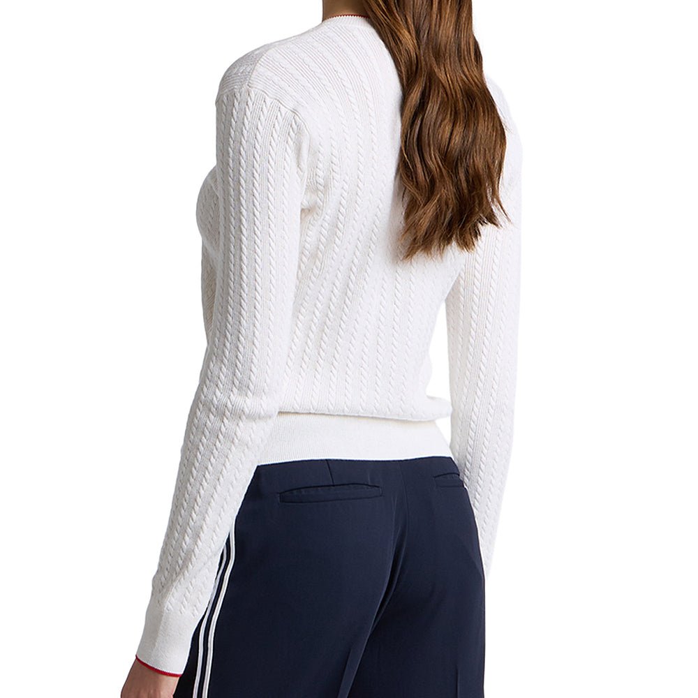 Women's Cable Knit Cashmere V-Neck Sweater