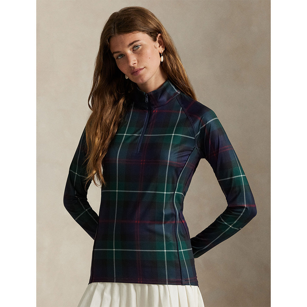 Women's Plaid Stretch-Jersey 1/4 Zip Pullover