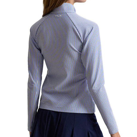Women's Seersucker Mock Neck Jacket - Fairway Styles