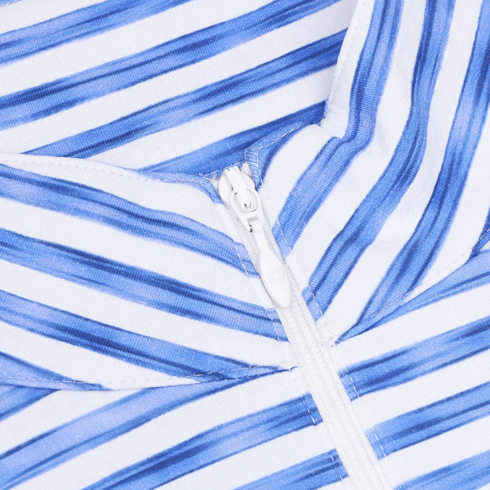 Women's Long Sleeve 1/4 Zip Mock Neck Top - Landon Stripe II Print