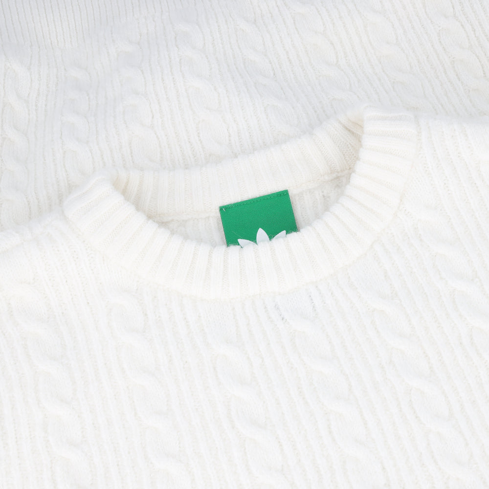 adidas Men's Originals Cableknit Sweater 9139106- Chalk White Large adidas Men's Originals Cableknit Sweater 9139106- Chalk White Large
