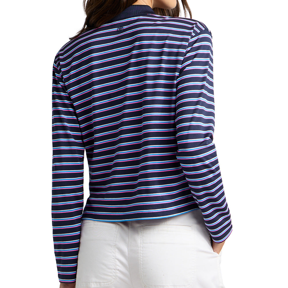 Women's Striped It Tech Pique Relaxed Long Sleeve Polo