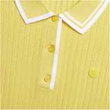 Women's Ribbed Knit Sweater Polo