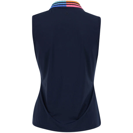 Women's Gradient Collar Silky Tech Nylon Sleeveless Polo