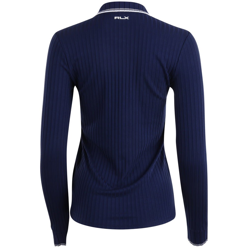 Women's Slim Fit Ribbed Long Sleeve Polo