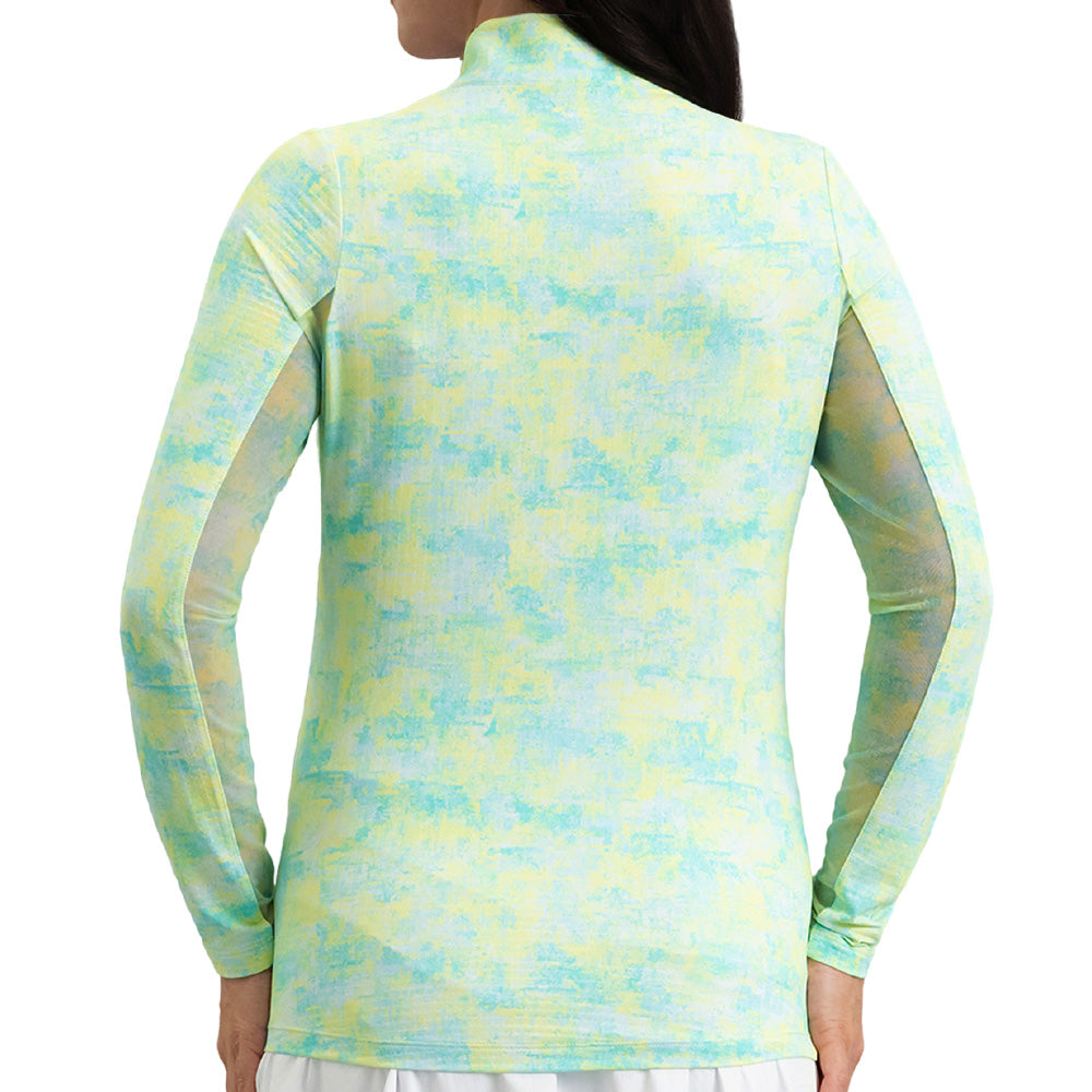Women's Long Sleeve 1/4 Zip Mock Neck Top - Kate Print