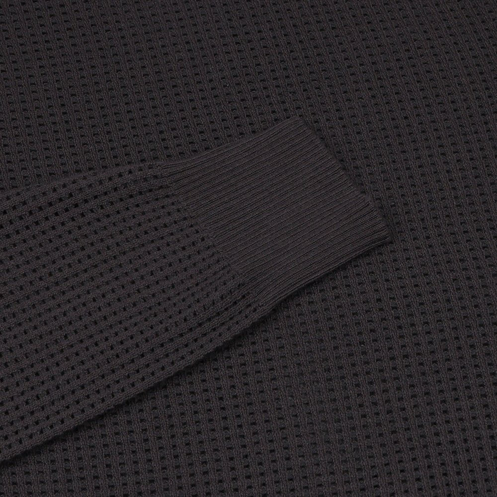 Loose Knit Long Sleeve 1/4 Zip Polo