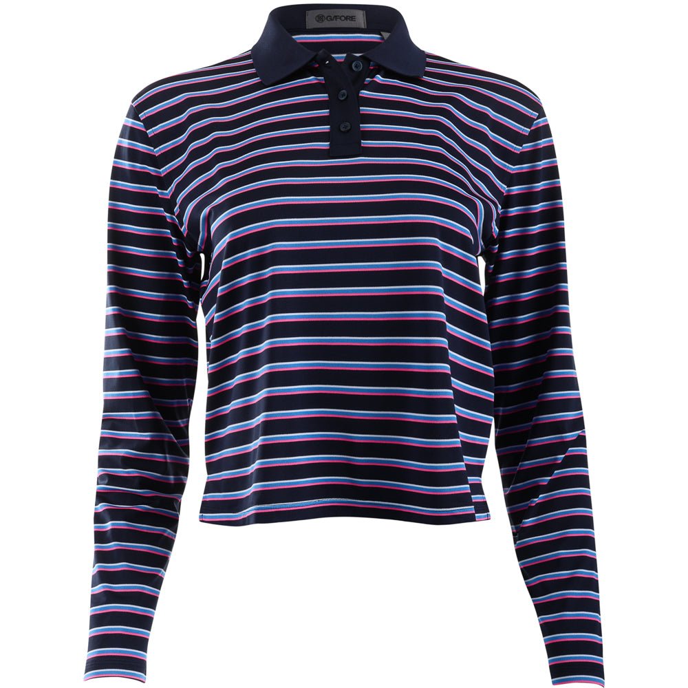 Women's Striped It Tech Pique Relaxed Long Sleeve Polo