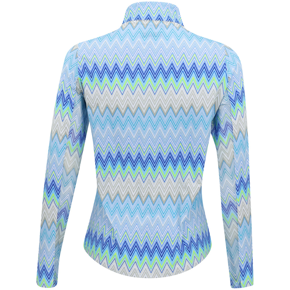 Women's Long Sleeve 1/4 Zip Mock Neck Top - Susan Print