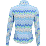 Women's Long Sleeve 1/4 Zip Mock Neck Top - Susan Print