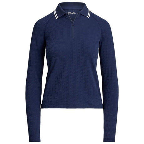 Women's Cable Long Sleeve 1/4 Zip Polo - Fairway Styles