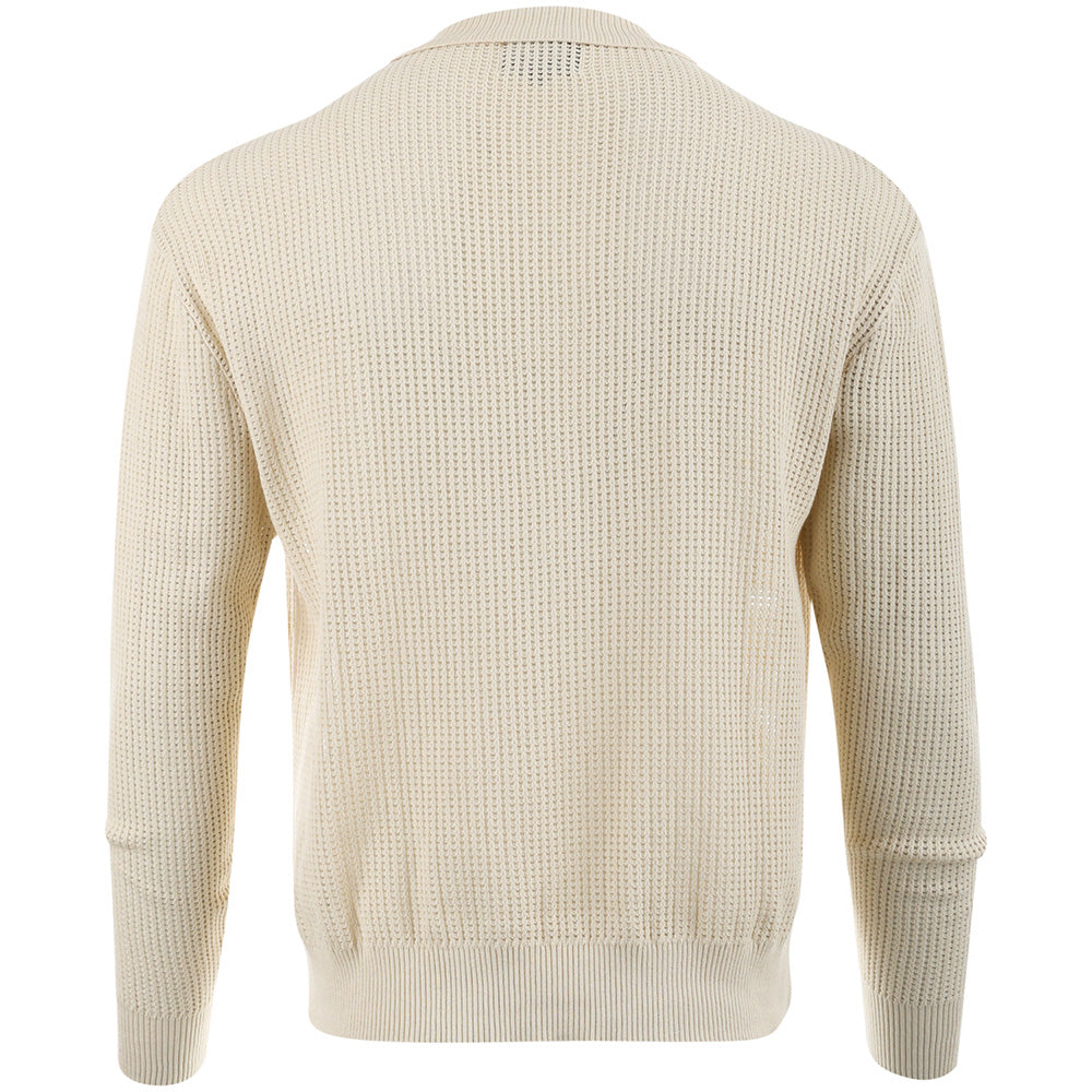 Loose Knit Long Sleeve 1/4 Zip Polo