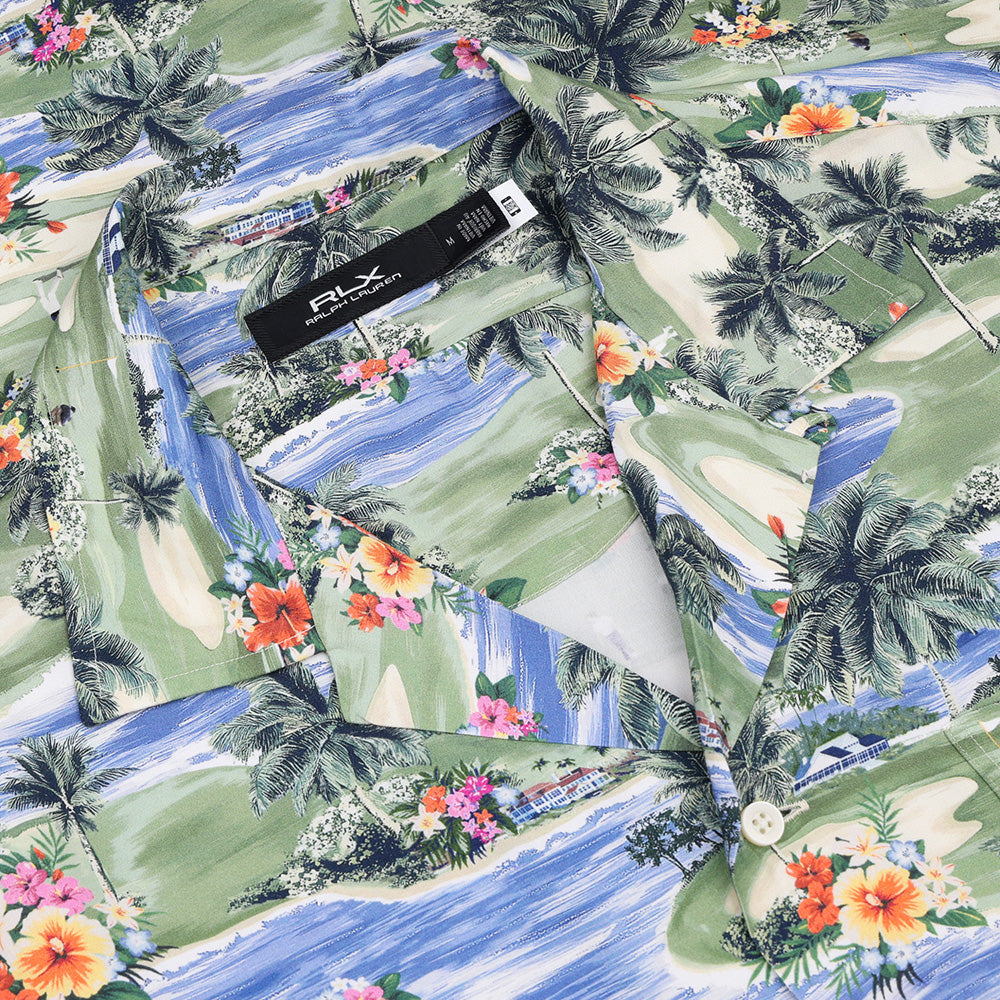 Classic Fit Golf Course-Print Camp Shirt