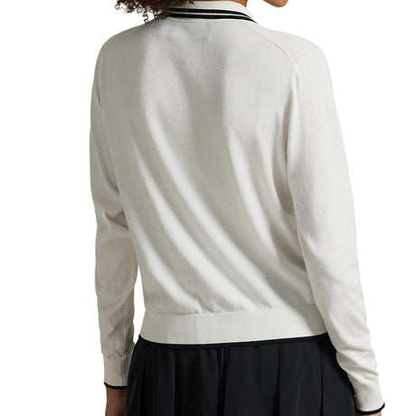 Women's Cotton-Blend Polo-Collar Cardigan