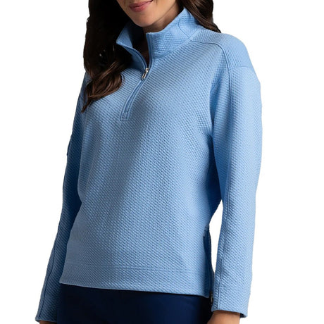 Women's Long Sleeve Mock Neck Top - Popcorn Stitch - Fairway Styles