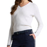Women's Cable Knit Cashmere V-Neck Sweater