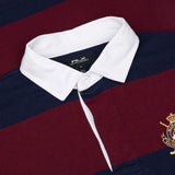 Big Fit Striped Jersey Rugby Long Sleeve Polo
