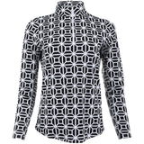 Women's Long Sleeve 1/4 Zip Mock Neck Top - Carolyn Print