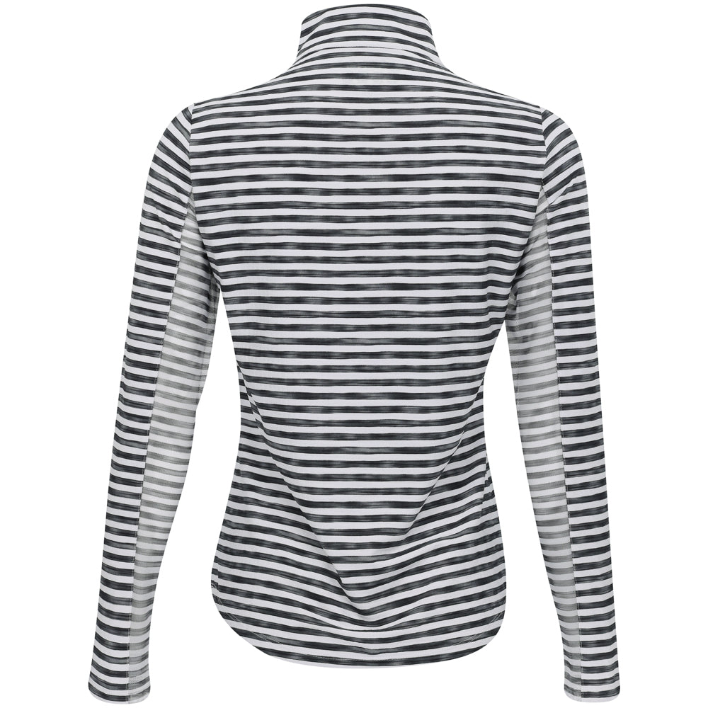 Women's Long Sleeve 1/4 Zip Mock Neck Top - Landon Stripe II Print