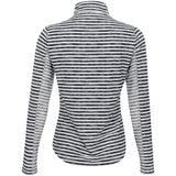 Women's Long Sleeve 1/4 Zip Mock Neck Top - Landon Stripe II Print