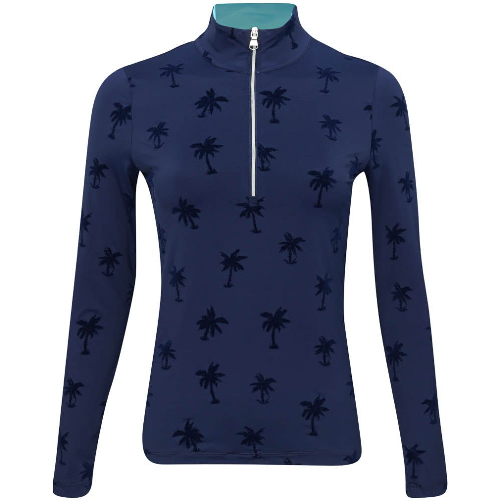 Women's The Soft Palms Long Sleeve 1/4 Zip Mock Neck Top - Fairway Styles