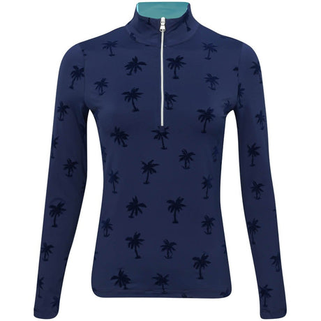Women's The Soft Palms Long Sleeve 1/4 Zip Mock Neck Top - Fairway Styles