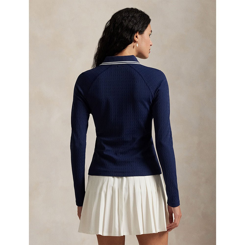 Women's Cable Long Sleeve 1/4 Zip Polo - Fairway Styles